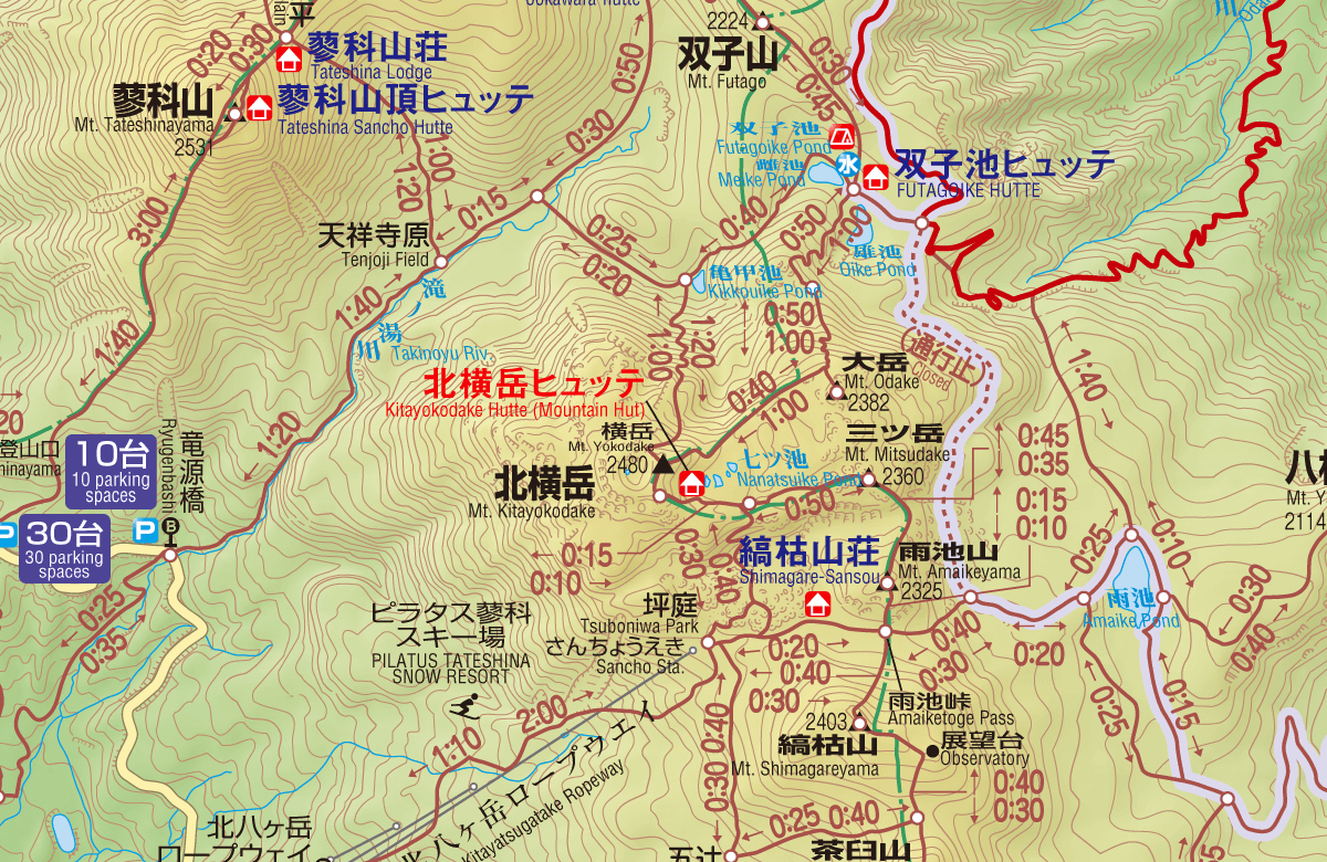 北横岳ヒュッテのアクセスマップ