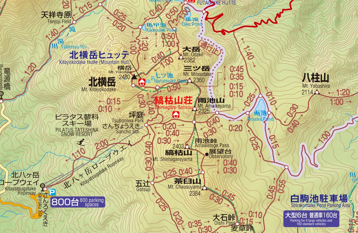 縞枯山荘のアクセスマップ