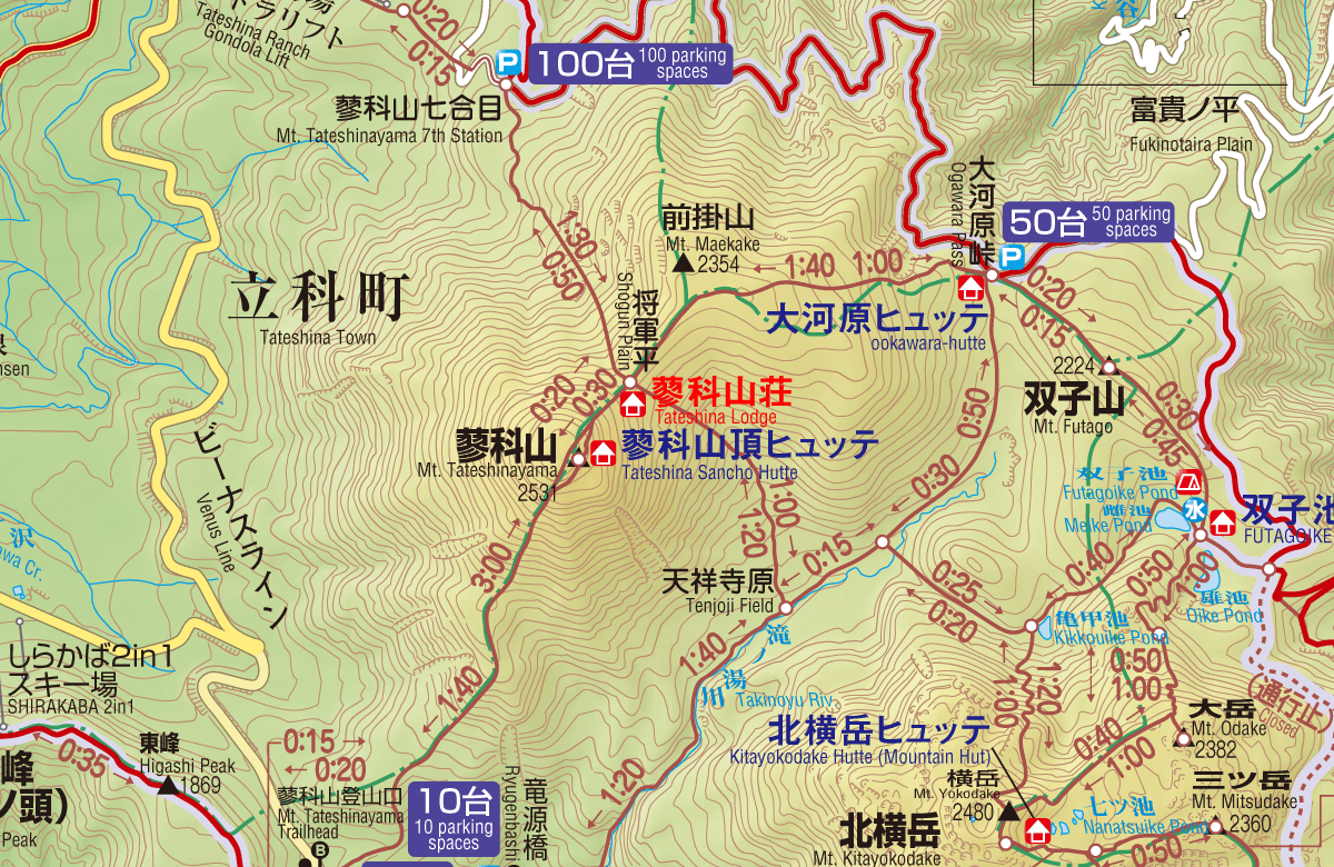 蓼科山荘のアクセスマップ