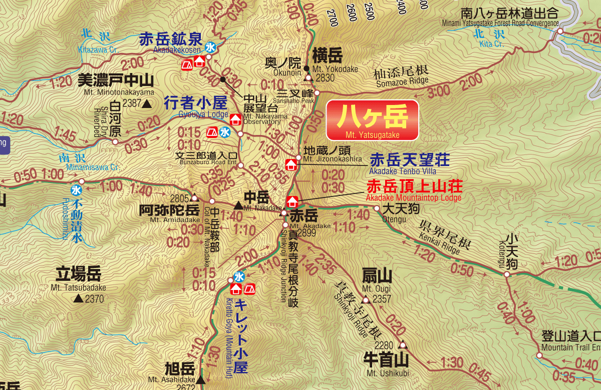 赤岳頂上山荘のアクセスマップ