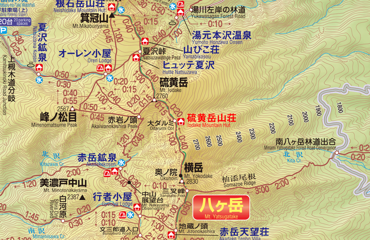 硫黄岳山荘のアクセスマップ