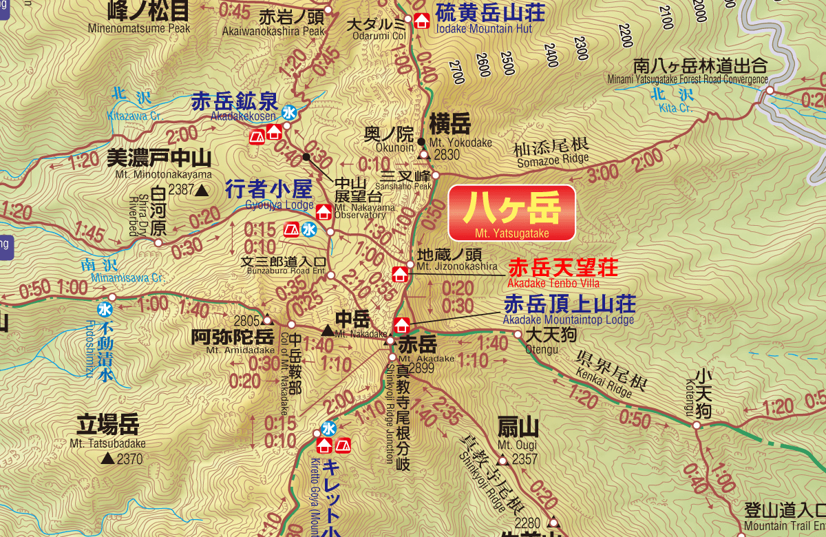 赤岳天望荘のアクセスマップ
